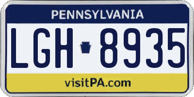 PA license plate LGH8935