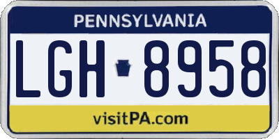 PA license plate LGH8958