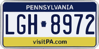 PA license plate LGH8972