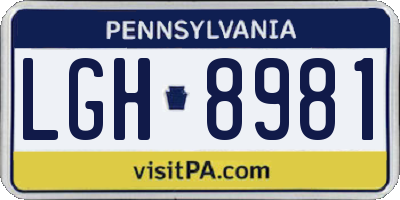 PA license plate LGH8981