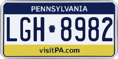 PA license plate LGH8982