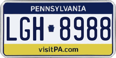 PA license plate LGH8988