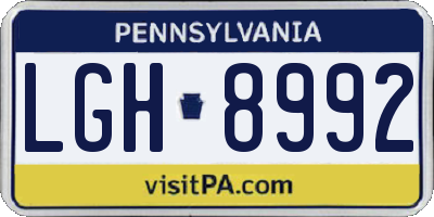 PA license plate LGH8992