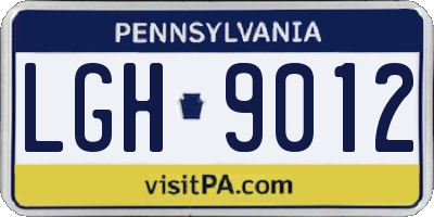 PA license plate LGH9012