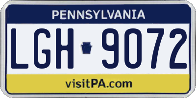 PA license plate LGH9072