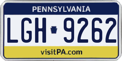 PA license plate LGH9262