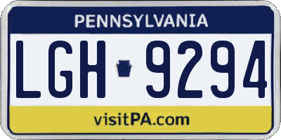 PA license plate LGH9294