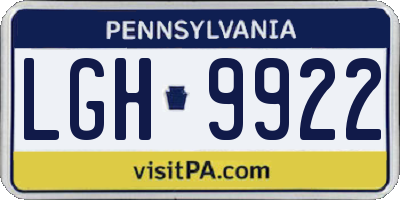 PA license plate LGH9922