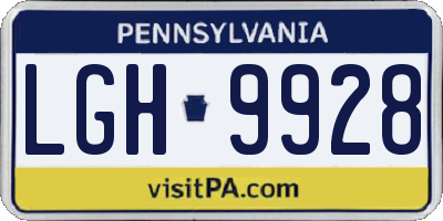 PA license plate LGH9928