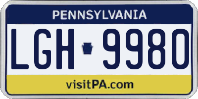PA license plate LGH9980