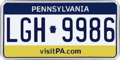 PA license plate LGH9986