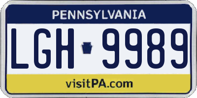 PA license plate LGH9989
