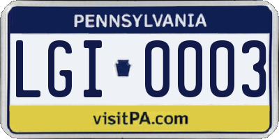 PA license plate LGI0003