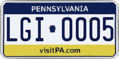 PA license plate LGI0005