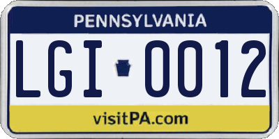 PA license plate LGI0012