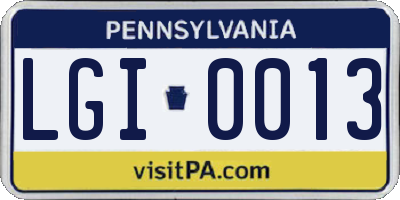 PA license plate LGI0013
