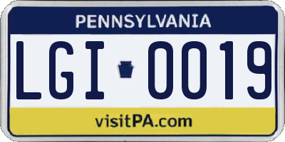 PA license plate LGI0019