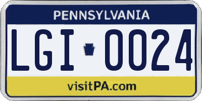 PA license plate LGI0024