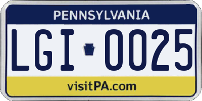 PA license plate LGI0025