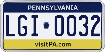 PA license plate LGI0032