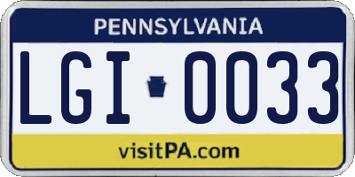 PA license plate LGI0033