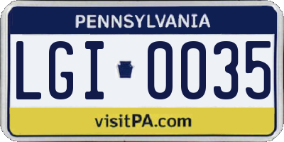 PA license plate LGI0035