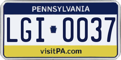 PA license plate LGI0037