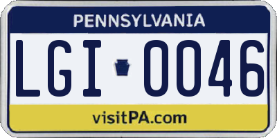 PA license plate LGI0046
