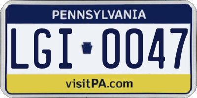 PA license plate LGI0047