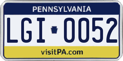 PA license plate LGI0052