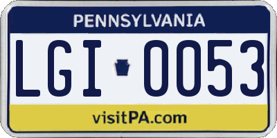 PA license plate LGI0053
