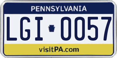 PA license plate LGI0057