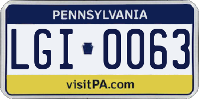 PA license plate LGI0063