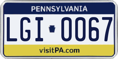 PA license plate LGI0067