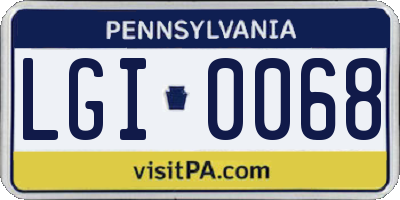 PA license plate LGI0068
