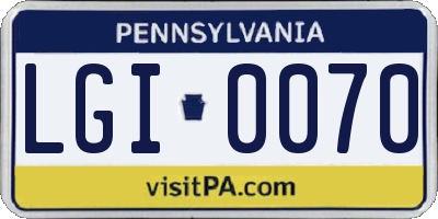 PA license plate LGI0070
