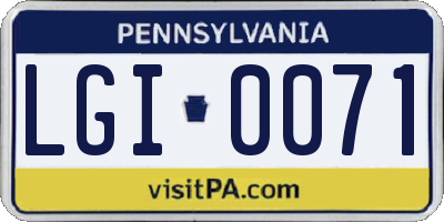 PA license plate LGI0071