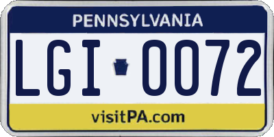 PA license plate LGI0072