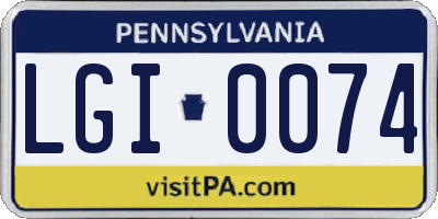 PA license plate LGI0074
