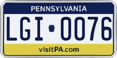 PA license plate LGI0076