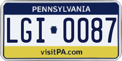 PA license plate LGI0087