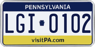 PA license plate LGI0102