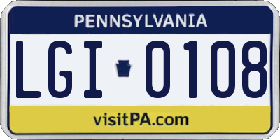 PA license plate LGI0108