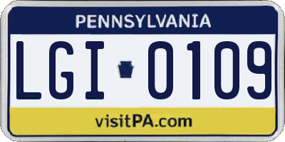 PA license plate LGI0109