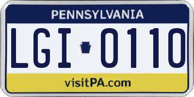 PA license plate LGI0110