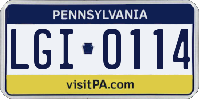 PA license plate LGI0114