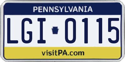 PA license plate LGI0115