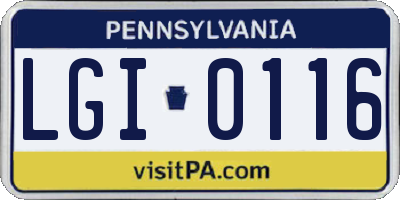 PA license plate LGI0116