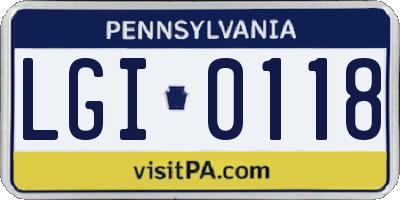 PA license plate LGI0118