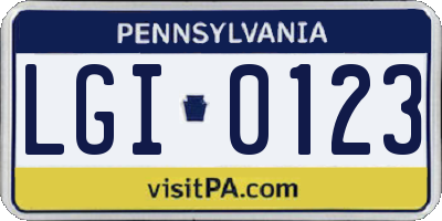 PA license plate LGI0123